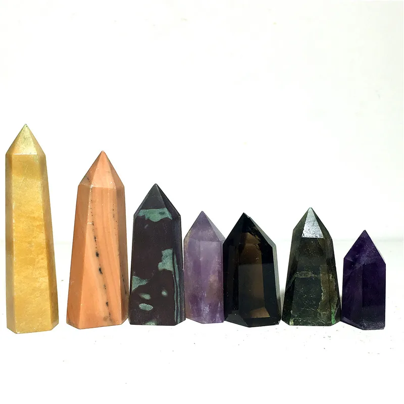 

wand natural jade+quartz Crystal Stone and craft reiki healing Decorative tower hexagonal prisms