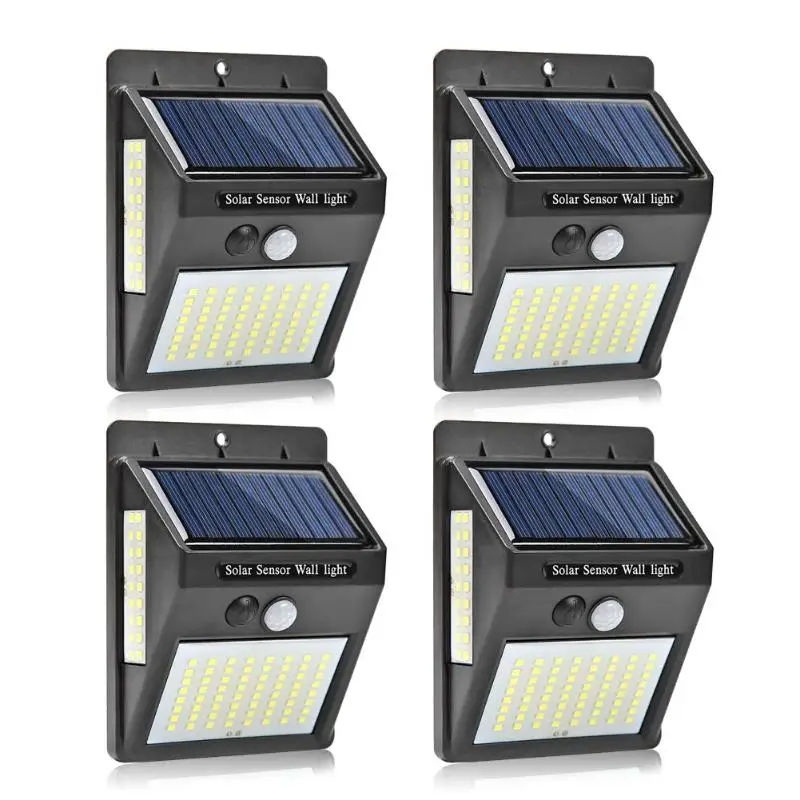 100LED Solar Motion Sensor Wall Light Outdoor Waterproof Yard Security Lamp - Испускаемый цвет: B 4PCS