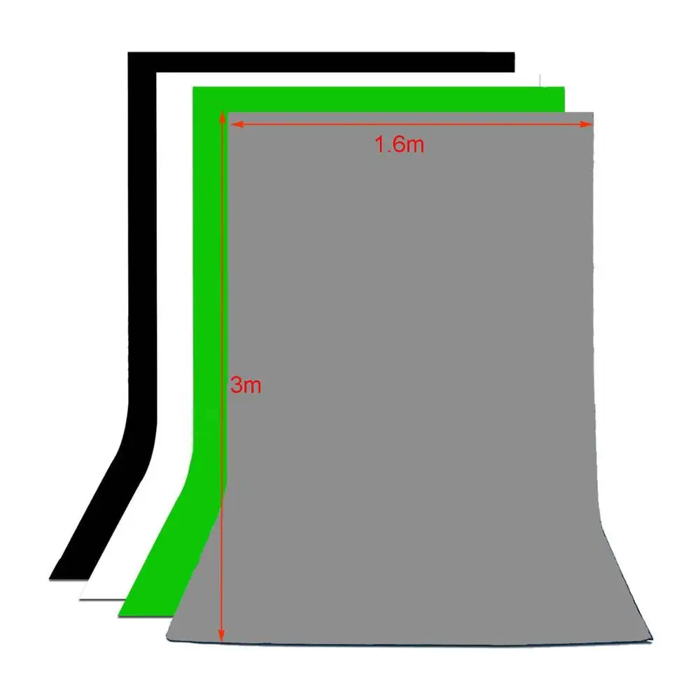ZUOCHEN для фотостудии Регулируемый фон с подставкой 1,6x3 м черный/белый/зеленый/серый фон экран для фотосъемки