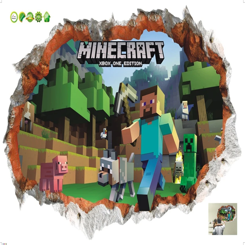 

Minecrafted 3D Creative Environmental Protection Wall Stickers Waterproof Bedroom Living Room Children's Room Decorative
