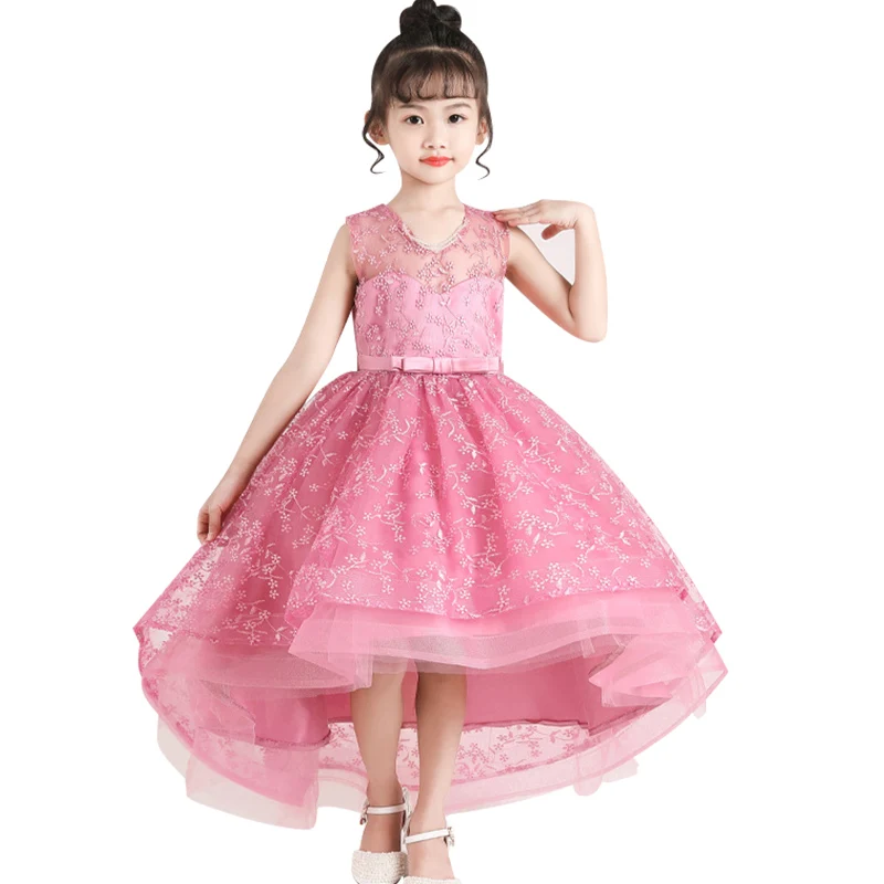 

Flower Child Wedding Party Tail Embroidery Girl Princess's Birthday Baptism Dinner Party First Exchange Tail Dress