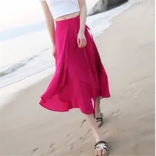 Летняя женская шифоновая длинная юбка с оборками, завышенная талия, ассиметричная Регулируемая юбка макси, Весенняя офисная юбка размера плюс, M-8XL