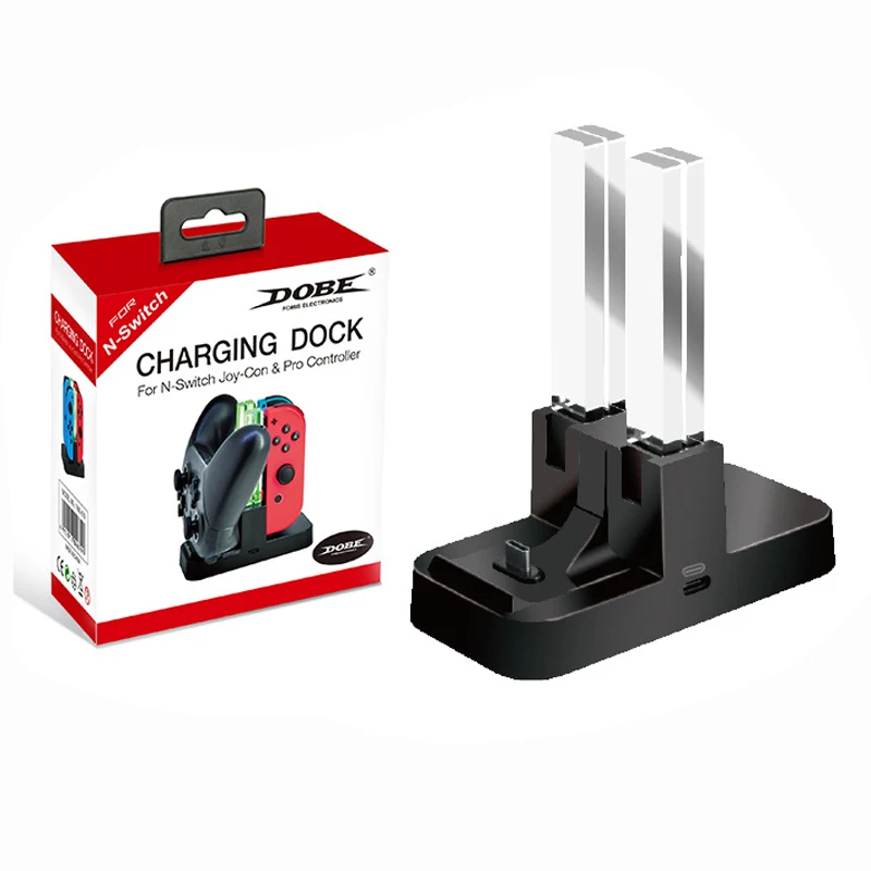 Зарядная док станция 4 в 1 для контроллера Nintendo Switch Joy con светодиодное зарядное