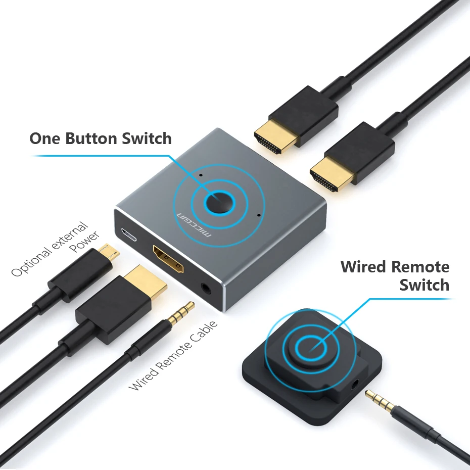 HDMI переключатель 1x2 Mini 1 в 2 Выход проводное управление HD 0 4K для XBOX 360 PS4 Smart Android HDTV