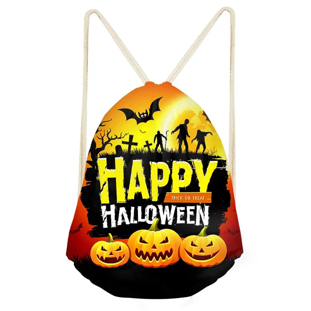 Хэллоуин Джек-О '-фонарь шнурок сумки для женщин мужчин девочек Шнурок Рюкзак Прохладный дорожный мешочек для хранения настроить