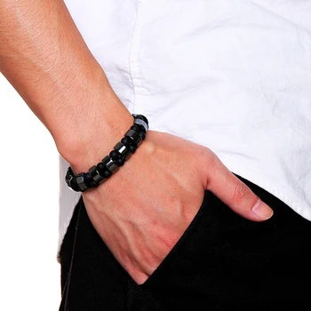 Alternative view of Double Hematite Tiger's Eye Bracelets Men