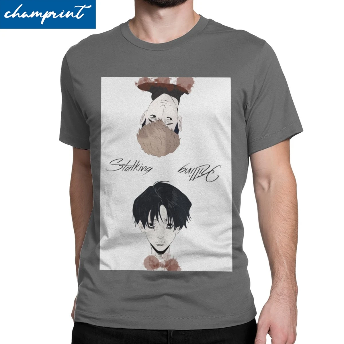 

Men T-Shirts Killing Stalking Awesome Cotton Tees Sangwoo Yoonbum Bum Korean Yaoi Manga T Shirt Round Neck Clothing Party
