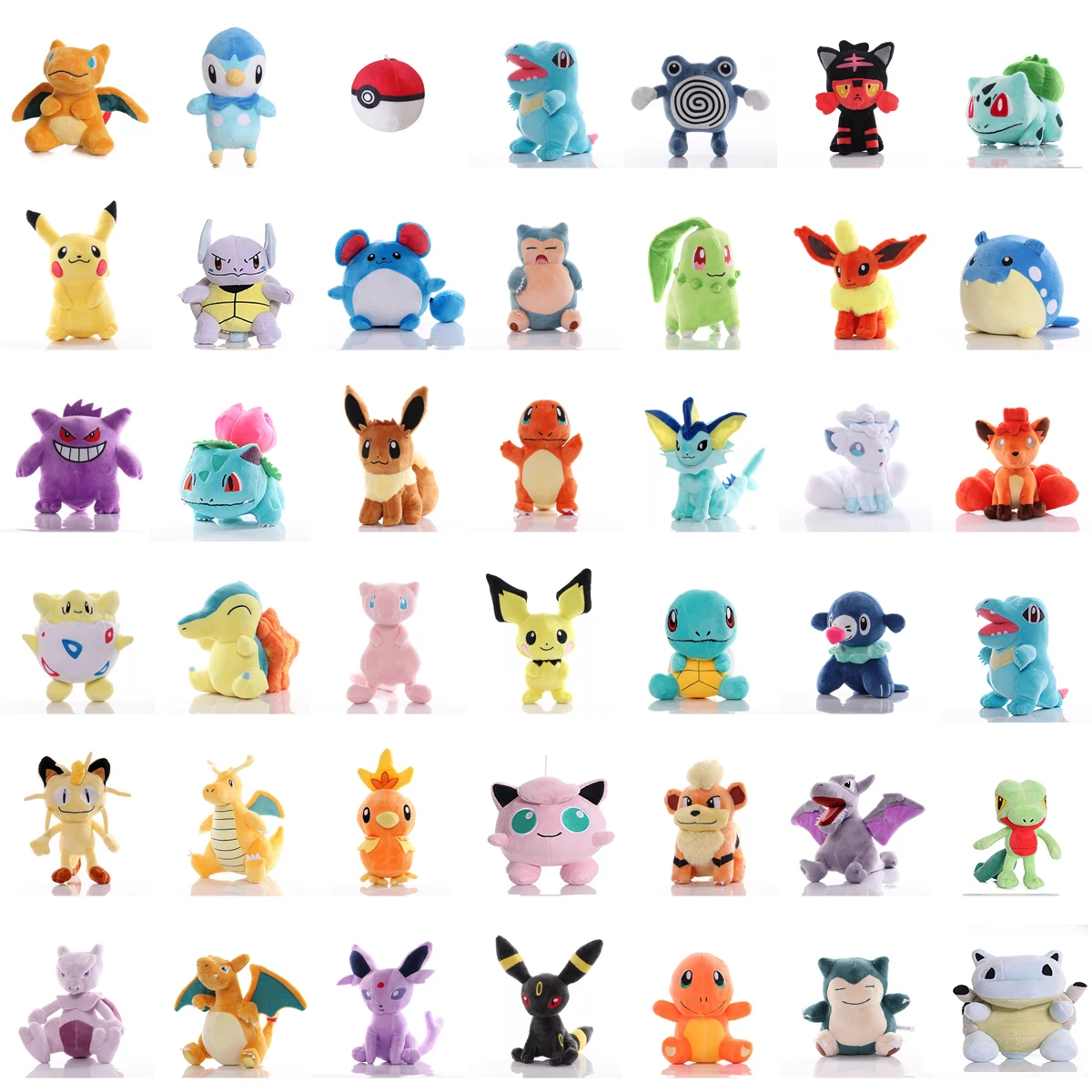 

Japan Anime Pokemon Plush Toys Soft Dolls Pikachu Charizard Blastoise Eevee Mewtwo Stuffed Doll Toys Christmas Gift for Children