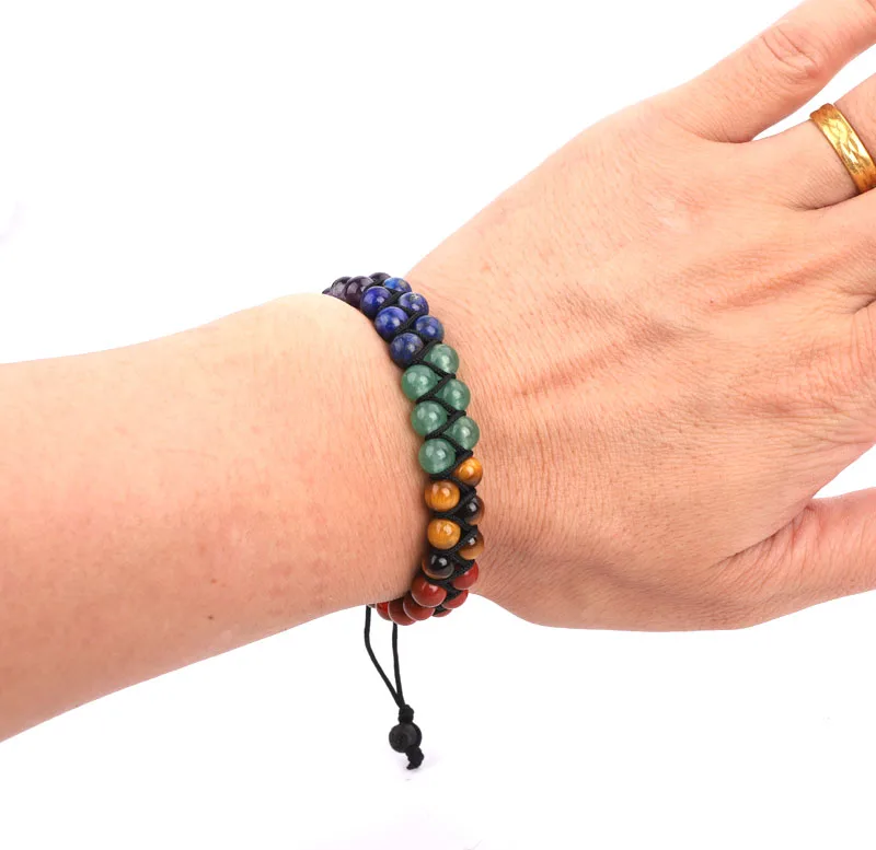 Unqiue design high quality natural stone braided beads bracelet bangle 7 charka lava stone energy lucky men women jewelry gift - Image 5