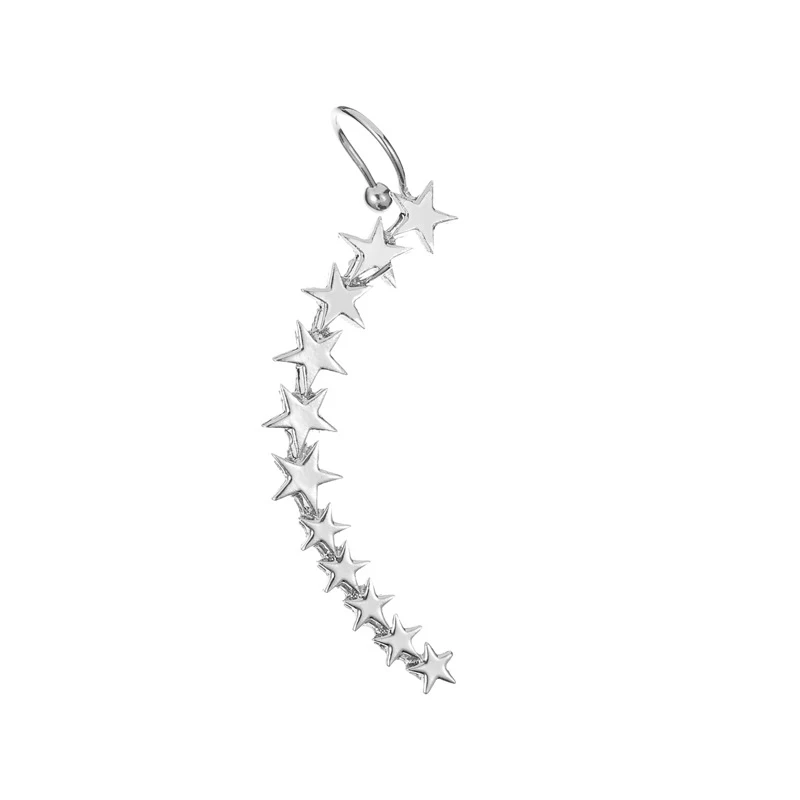 Sliver Gold Color Star Shape Long Earcuffs Bohemian Crystal Clip On Ear Cuff For Women Earring Clips Jewelry ear clip earrings clip earrings ear clip ear accessories