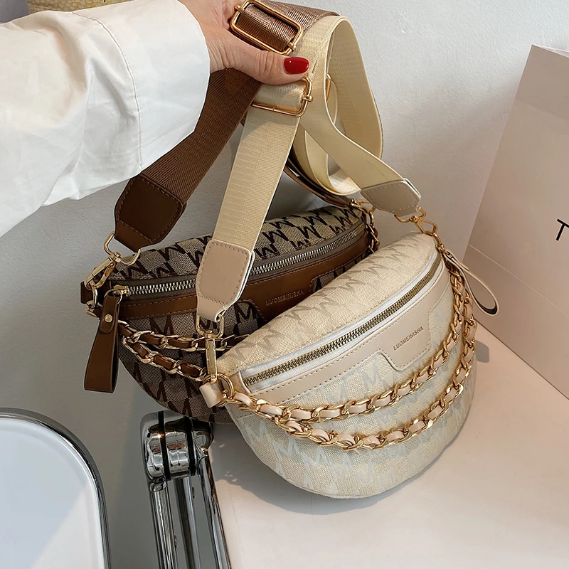 с доставкой Vintage Chain PU Leather Crossbody Bags For Women 2021summer Small Waist bag Shoulder Simple Bag Lady Chest Handbags