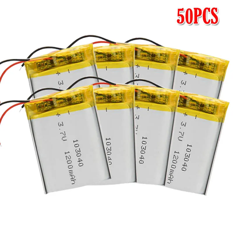 2/4 3,7 V 1200 mAh 103040 литиево-полимерный lipo Перезаряжаемые Батарея для MP4 gps Оборудование для psp VR DVR DVD мобильное видео игра внешний аккумулятор для планшета - Цвет: 50pcs