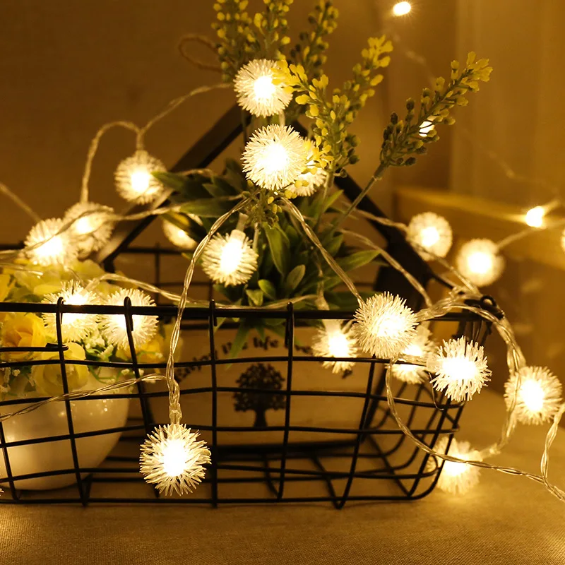 Luzes de Fadas Luzes de Natal Luzes de Casamento Luz para Decoração de Natal Guirlanda Bateria Operado Dandelion String Festão Led 1 Cheap Fios de iluminação