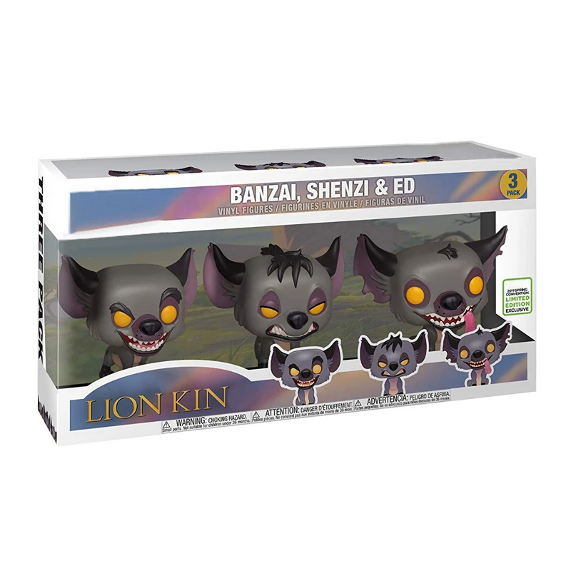 Фигурки короля льва 3-Pack популярная Ограниченная серия Hyenas Banzai Shenzi Ed фигурки льва королевские игрушки модель куклы для детей - Цвет: With box