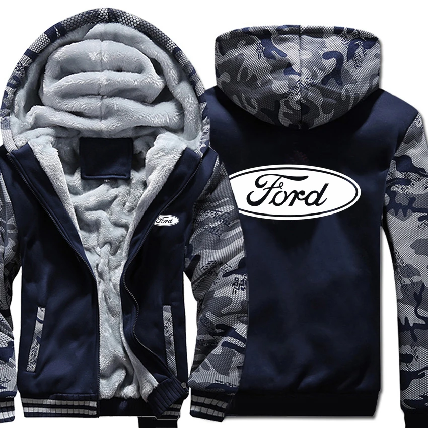 Зимние толстовки с капюшоном Ford камуфляжная куртка рукавом Мужская Флисовая
