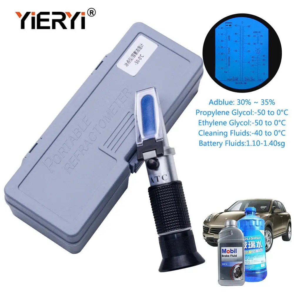 Billig Yieryi Hand Gehalten Tester Werkzeug 4 In 1 Motor Flüssigkeit Glykol Frostschutz Gefrierpunkt Auto Batterie Refraktometer W ATC Mit die box