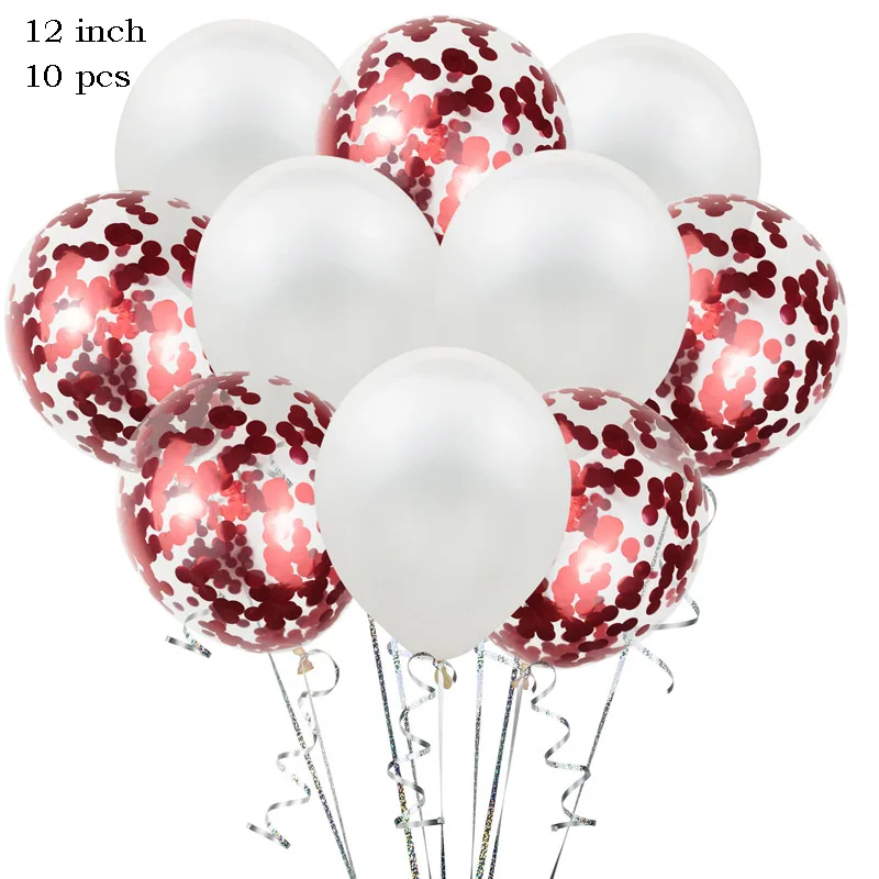 10pcs/lot 12inch Latex Balloons And Colored Confetti Birthday Party Decorations Mix Rose Wedding Decoration Helium Ballon - Цвет: 9