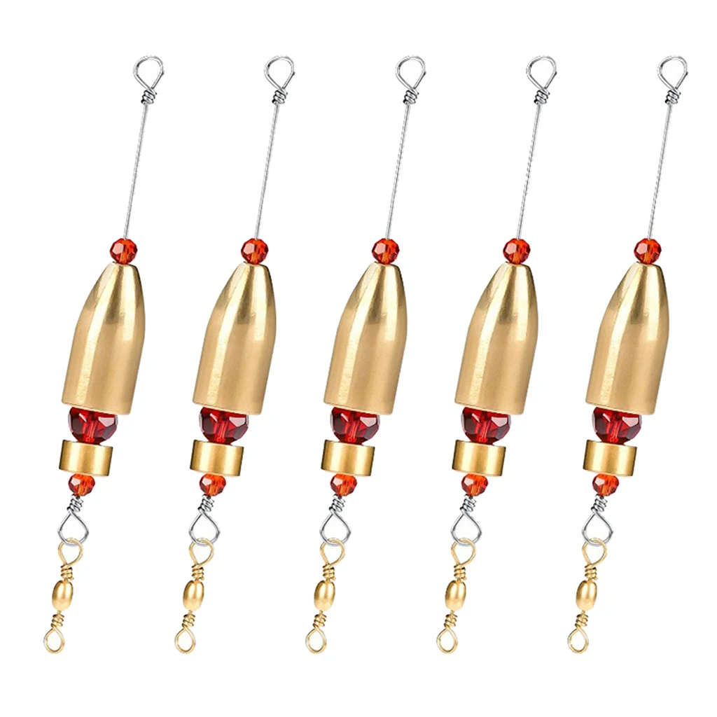 5 Packs Brass Carolina Ready Rig Fishing Rig Sinker Weights Terminal Tackle Fishing Tools
