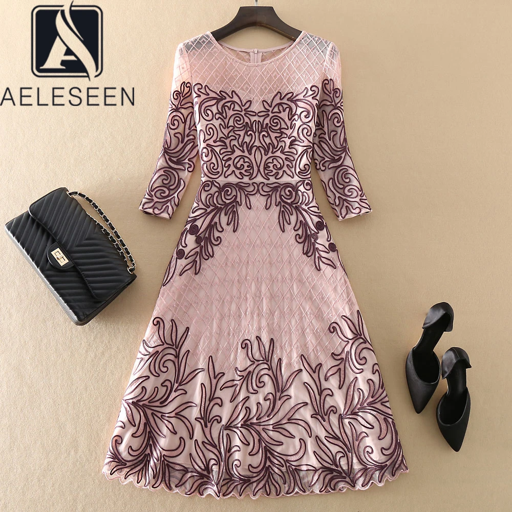 AELESEEN Autumn Plus Size Dress Women Runway