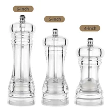 Acrylic Combo Pepper Mill and Salt Shaker with Adjustable Coarseness Ceramic Mechanism, Easy to Use