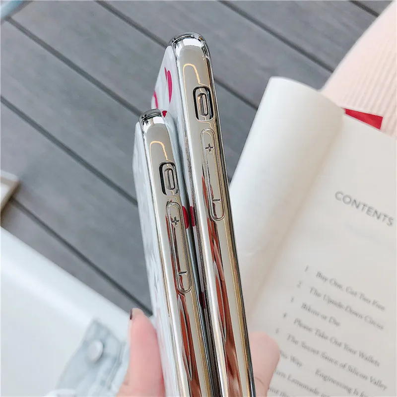 INS Small Heart Electroplated Diamond Pattern iphonexr MAX Phone Case iPhone 8/7 Plus Shatter-resistant 6s Female Applicable