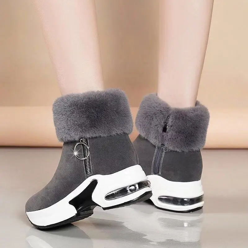 Women's Ankle Boots Warm Plush 2021 New Winter Shoes Women's Boots High Heels Women's Boots Snow Boots Height Increase