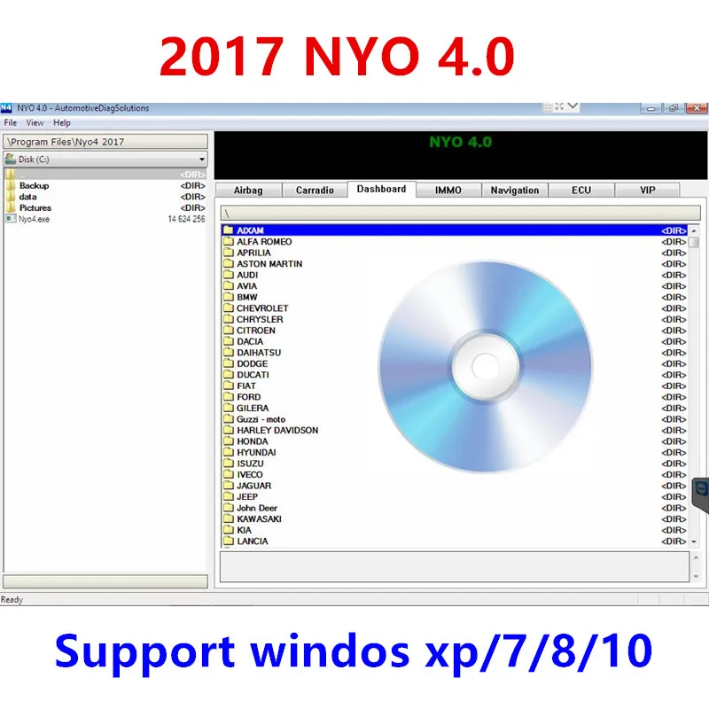 NYO 4 Database Airbag Car Radio Dashboard IMMO Navigation For car radio unlocking software car repair software