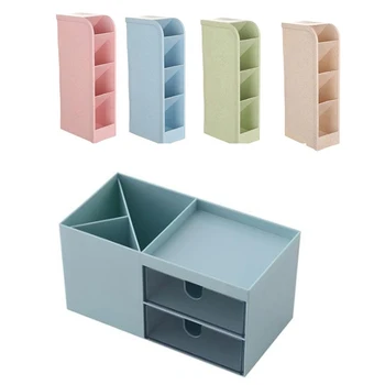 

HOT-Plastic Pen Storage Box Desktop Drawer Storage Blue & Pencil Organizer - Caddies 4 Colors 16 Compartment