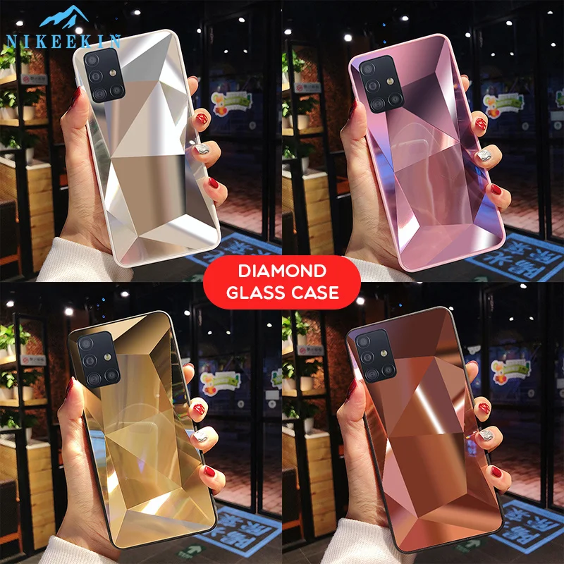 Для Samsung A21S A31 A01 A41 A51 A71 S8 S9 S20 плюс зеркало алмаз текстура чехол для M11 M21 M30S S7 Edge