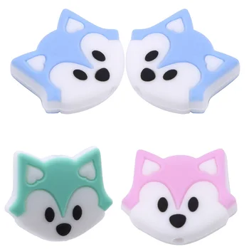 

5Pcs/pack Fox Baby Teething Beads Cartoon Silicone Beads For Necklaces BPA Free Teether Toy Accessories Nursing DIY
