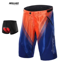 Мужские шорты для велоспорта ARSUXEO, свободный крой, шорты для горного велосипеда, Короткие штаны для горного велосипеда, шорты для горного велосипеда с сетчатой подкладкой