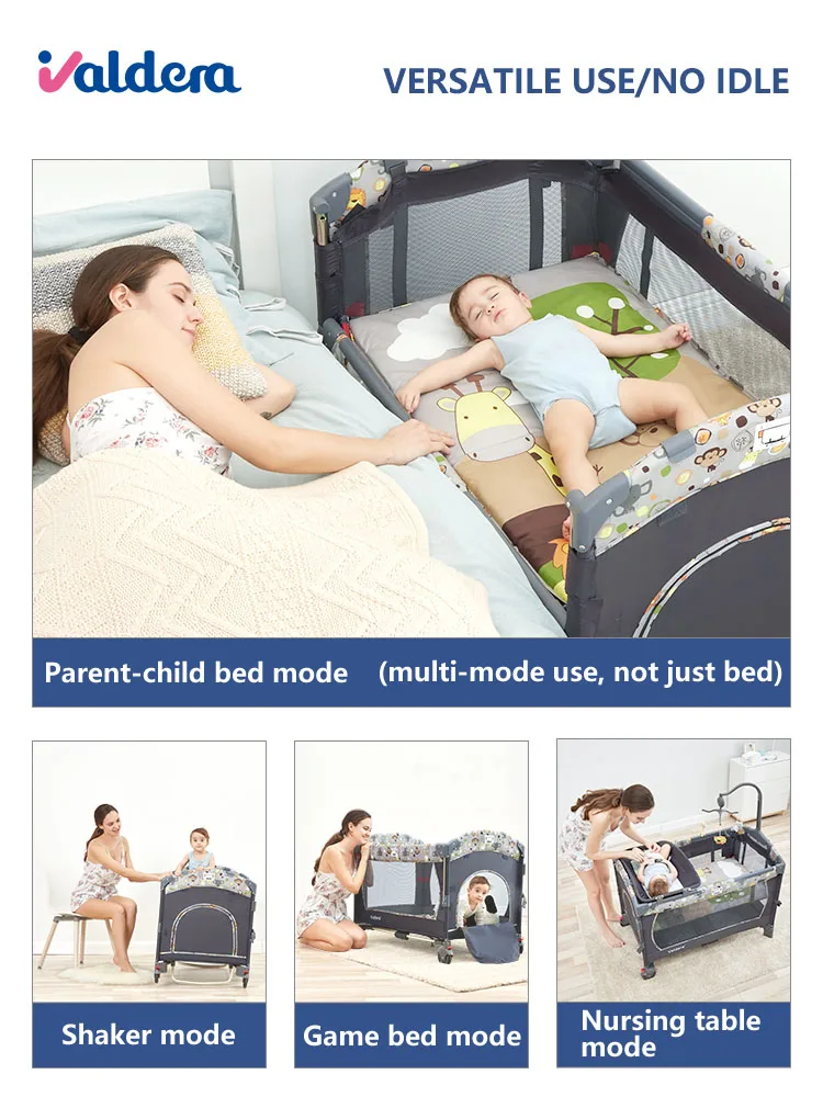  Valdera portable crib foldable mobile baby bed multi-function newborn bed stitching beds free shipp