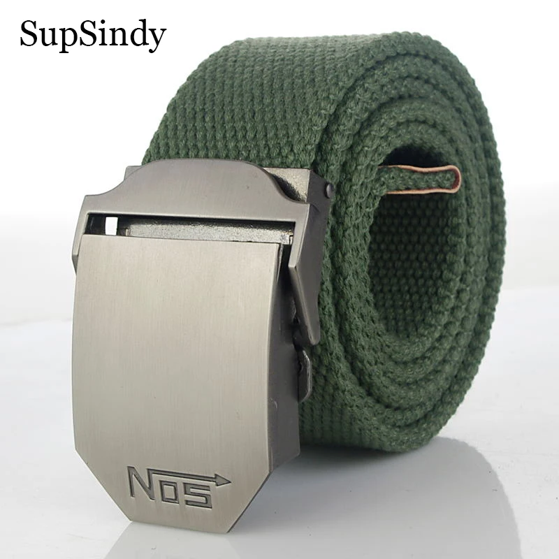 SupSindy Fashion Men Canvas Belt Luxury Metal Buckle Jeans Belts for Men Waistband Army Military Tactical Belts Male Strap Black