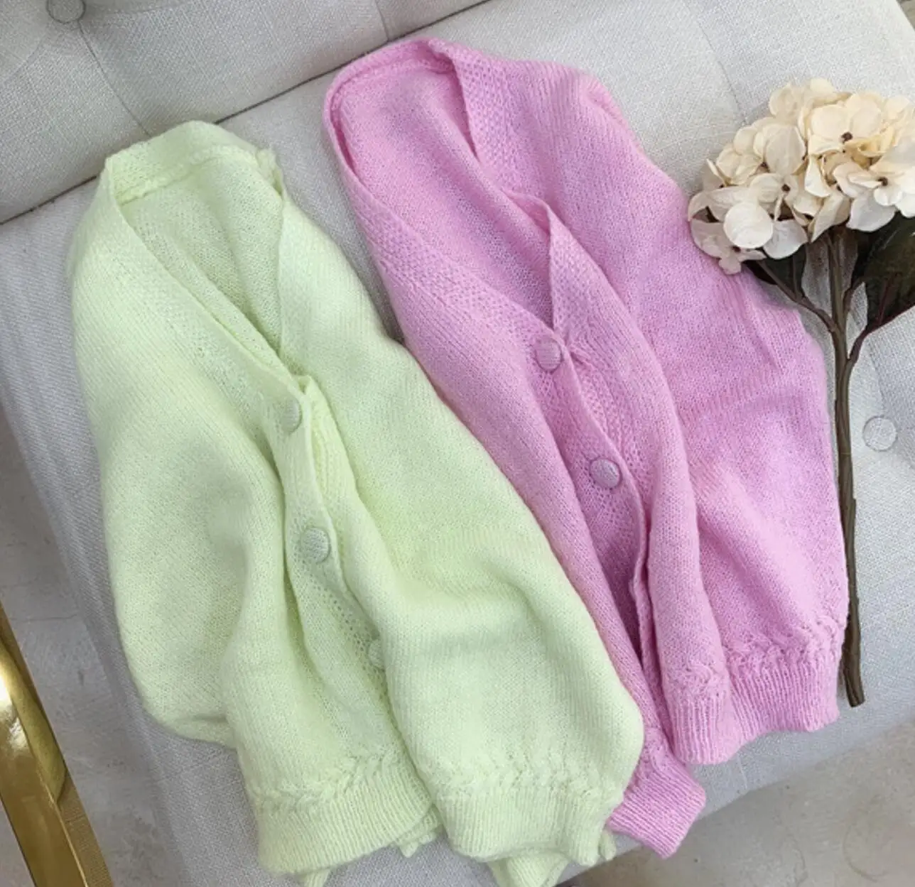 Bazaleas Винтажный Розовый писташ Женское пальто harajuku Kintted Carfigans Candy hues хлопковый свитер с v-образным вырезом пуговицы Повседневная Прямая поставка