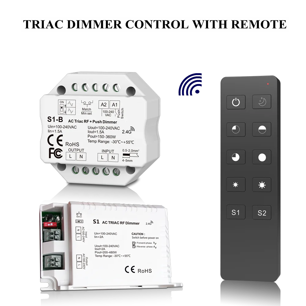S1S1BR1TriacDimmerControllerPushDimAC100240V1ChannelSingle
