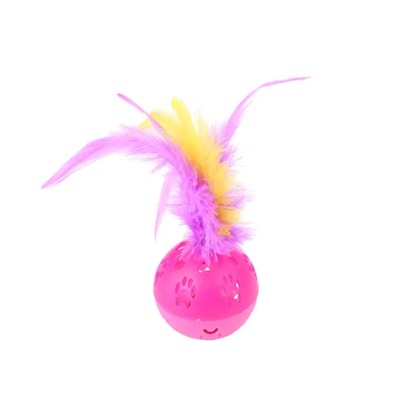

Pet Cat Balls with Feathers Kitten Interactive Bell Inside Exercise Playing Toys