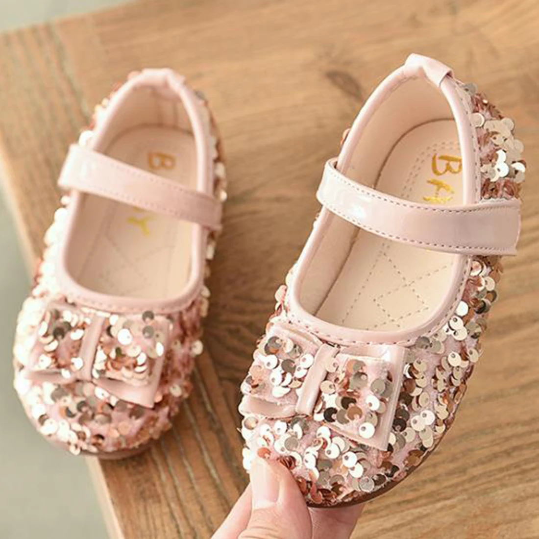 

Kids Sneakers Girls Sneakers Girls Toddler Leather Shoes Princess Sequin Crystal Shoes Soft Sole Shoes
