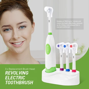 

1 Set New Design Battery Operated Electric Toothbrush Waterproof Dental Care Revolving Toothbrush Heads + 3 Nozzles Oral Hygiene
