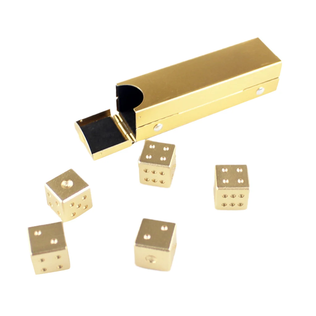 5 Pieces Lightweight Durable Aluminum Alloy Six Sided Spot Dice Square Cube Toy Games Party Accessories - Various Color