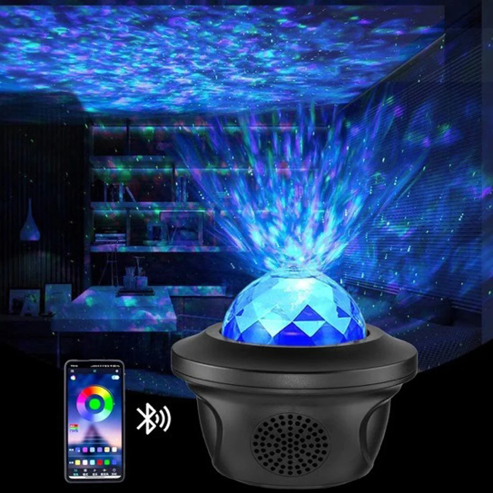 

Светодиодный ночсветильник со звездами, Встроенный Bluetooth-динамик, ночная лампа, украшение для дома, проектор с дистанционным управлением, океанская волна, лампа для детей