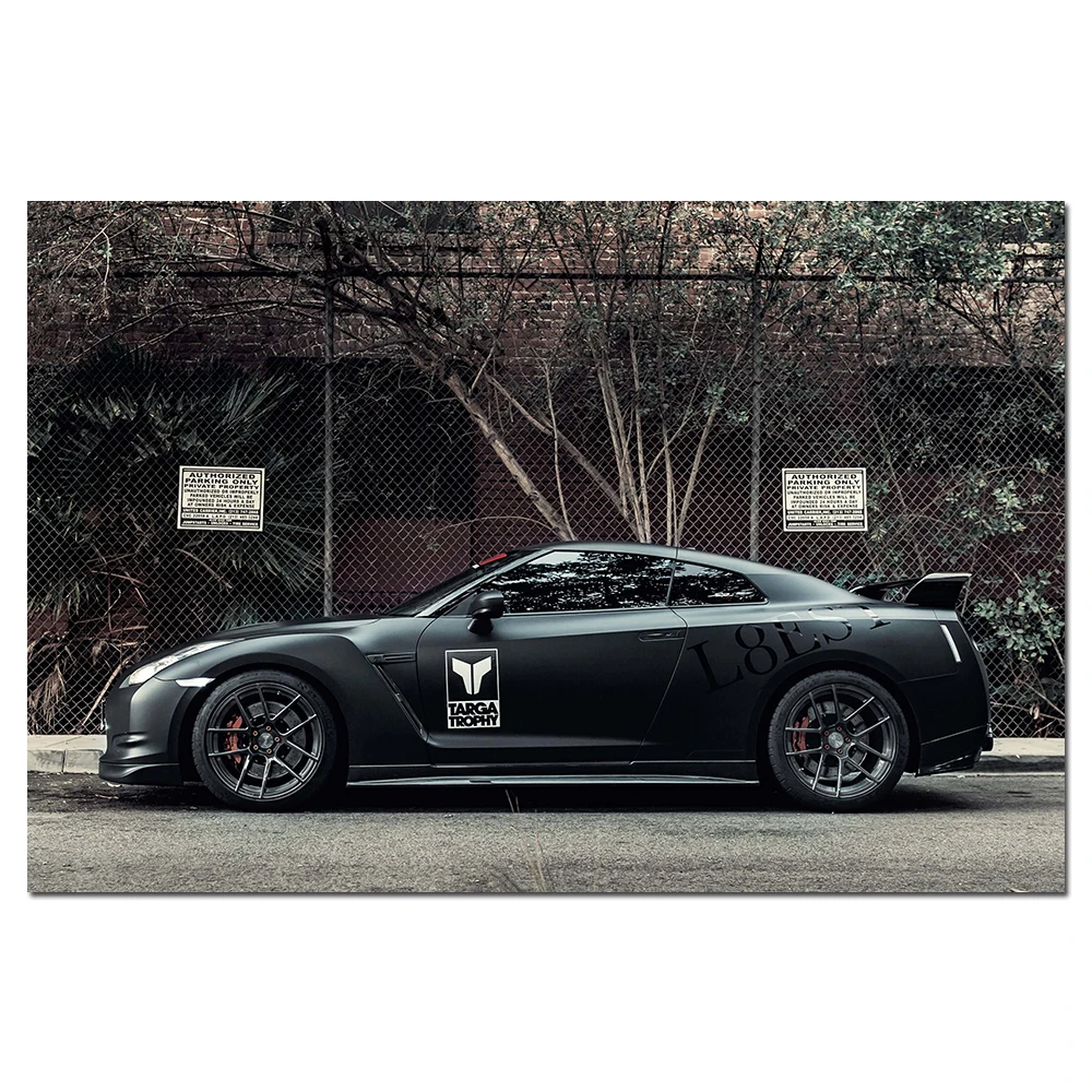Nissan Gt R Supercar Black Edition Wallpaper Poster E Stampe Wall Art Canvas Painting For Living Room Decor