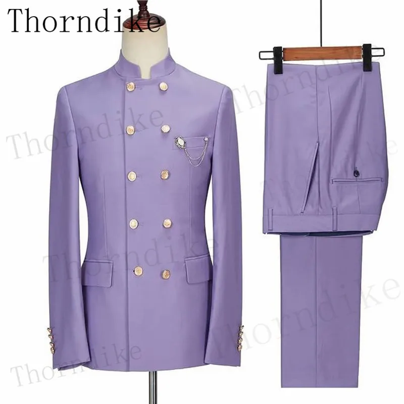Thorndike ( Jacket +Pants ) Light Blue Summer Men Suits Weeding Slim Fit Formal Tuxedos Blazer Groom Clothes T1384