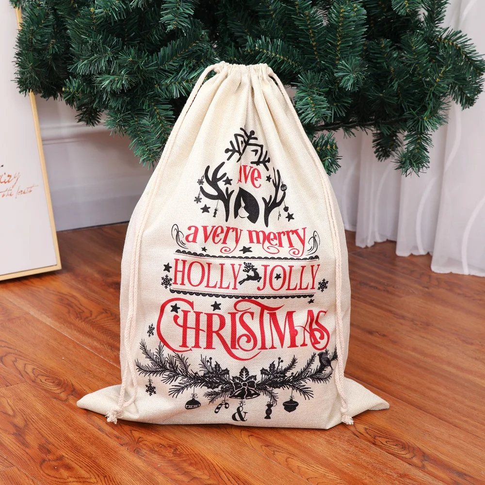 Санта-мешки с кулиской из парусины веселые рождественские украшения для дома год Подарочная сумка Noel украшения Natal Navidad Kerst - Цвет: D