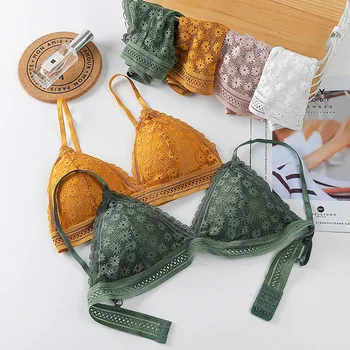 

Sexy Women's Underwear Set Transparent Lace Female Brassiere Push-up Bra and Panty Sets Embroidery Lingerie Set