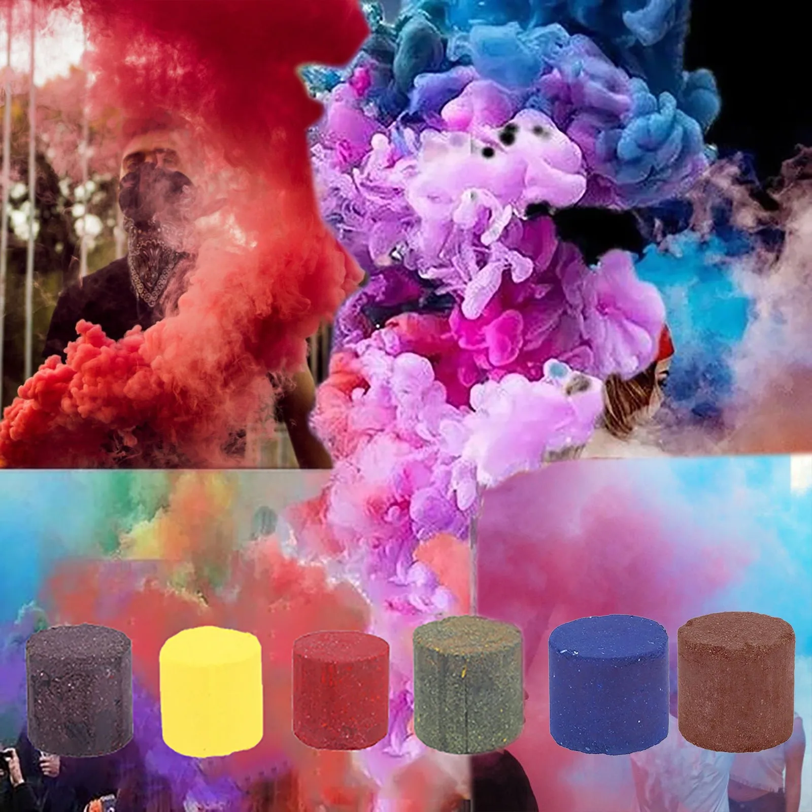 

Colorful Smoke Pills Combustion Smog Cake Effect Smoke Bomb Pills Portable Photography Prop Halloween Props Party Supplies#CH