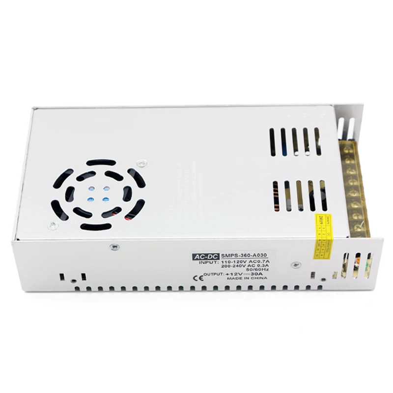 Power supply DC12V 30ampAC100-120V 200-240V Temperature control fan power supply 12v 30a PSU LED Light Device