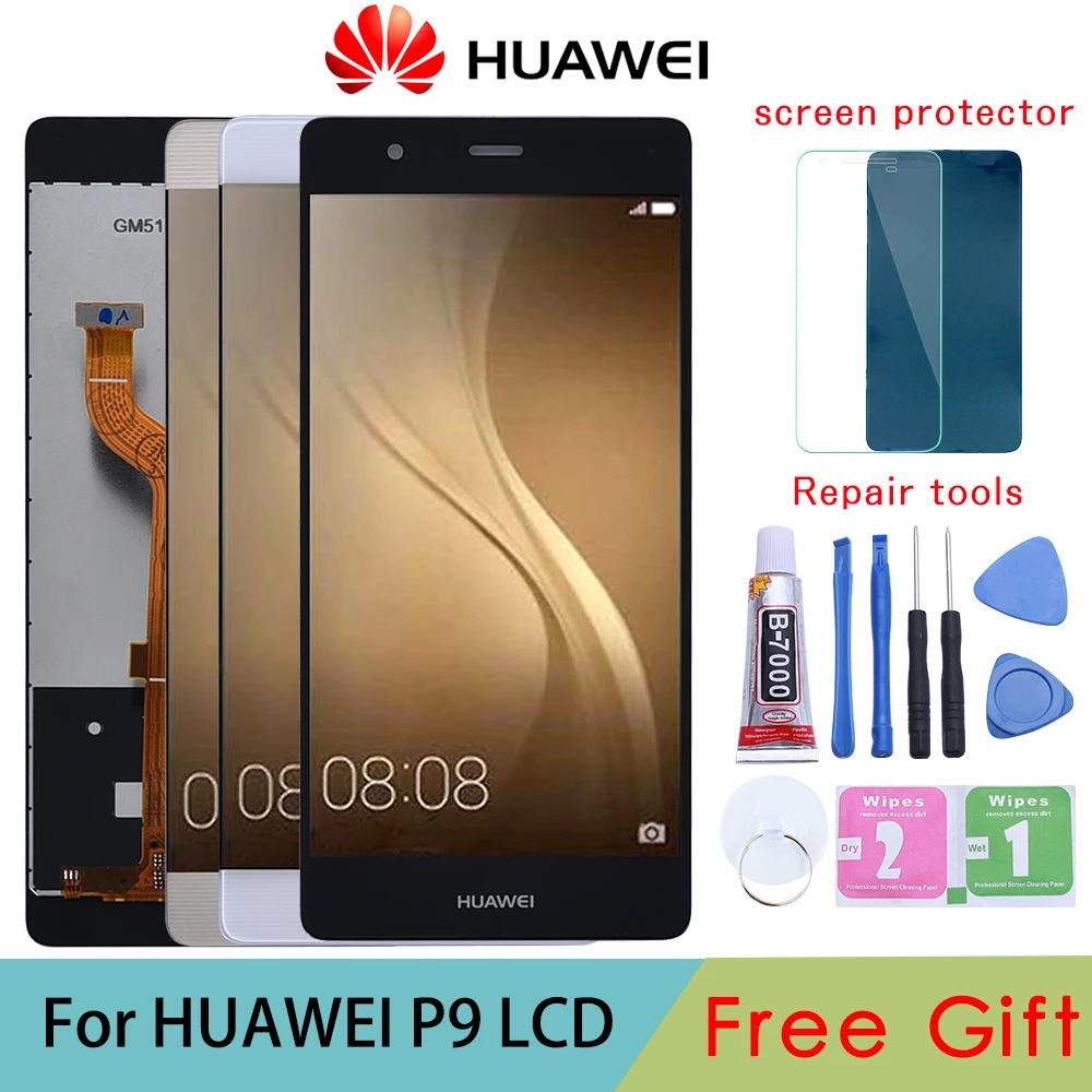 Оригинальный 5 2 &quotIPS LCD для HUAWEI P9 дисплей сенсорный экран дигитайзер с рамкой EVA L09