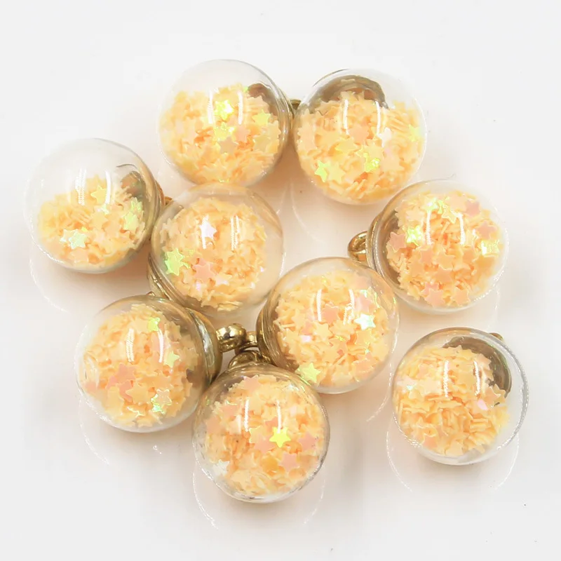 20pcs Charms Star Sequins Transparent Glass Ball 16mm Pendants Crafts Making Findings Handmade Jewelry DIY for Earrings Necklace 