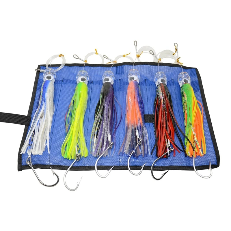 

6 pcs 9 Inch Saltwater Fishing Lures Trolling Lures for Tuna Marlin Dolphin Mahi Wahoo and Durado, Included Rigged Big Game Fish