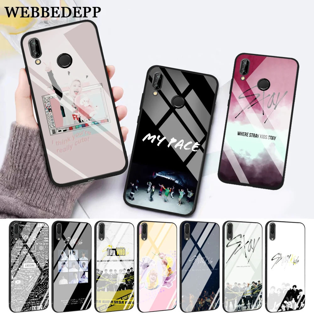 

WEBBEDEPP Stray Kids Kpop Band Glass Case for Huawei P10 lite P20 Pro P30 P Smart honor 7A 8X 9 10 Y6 Mate 20